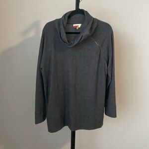 Mod Cloth Fervour  Grey Cowl Neck Tunic with Zipper Detail Size 1X